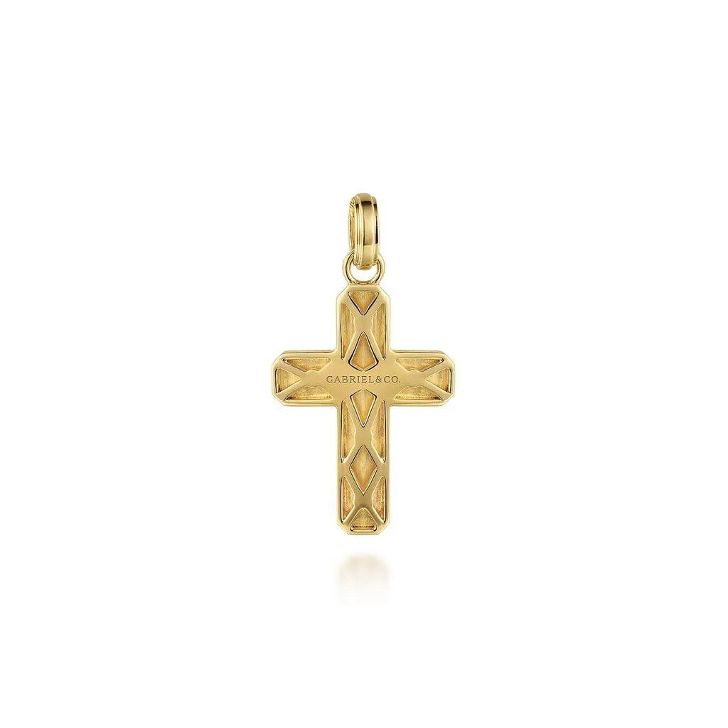 Gabriel & Co. 14K Yellow Gold Brushed Finish Cross Pendant