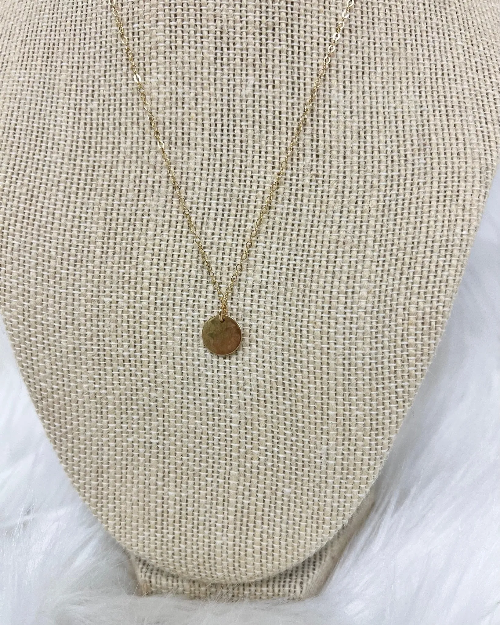 Hammered 3/8" Disc Necklace in Gold FINAL SALE