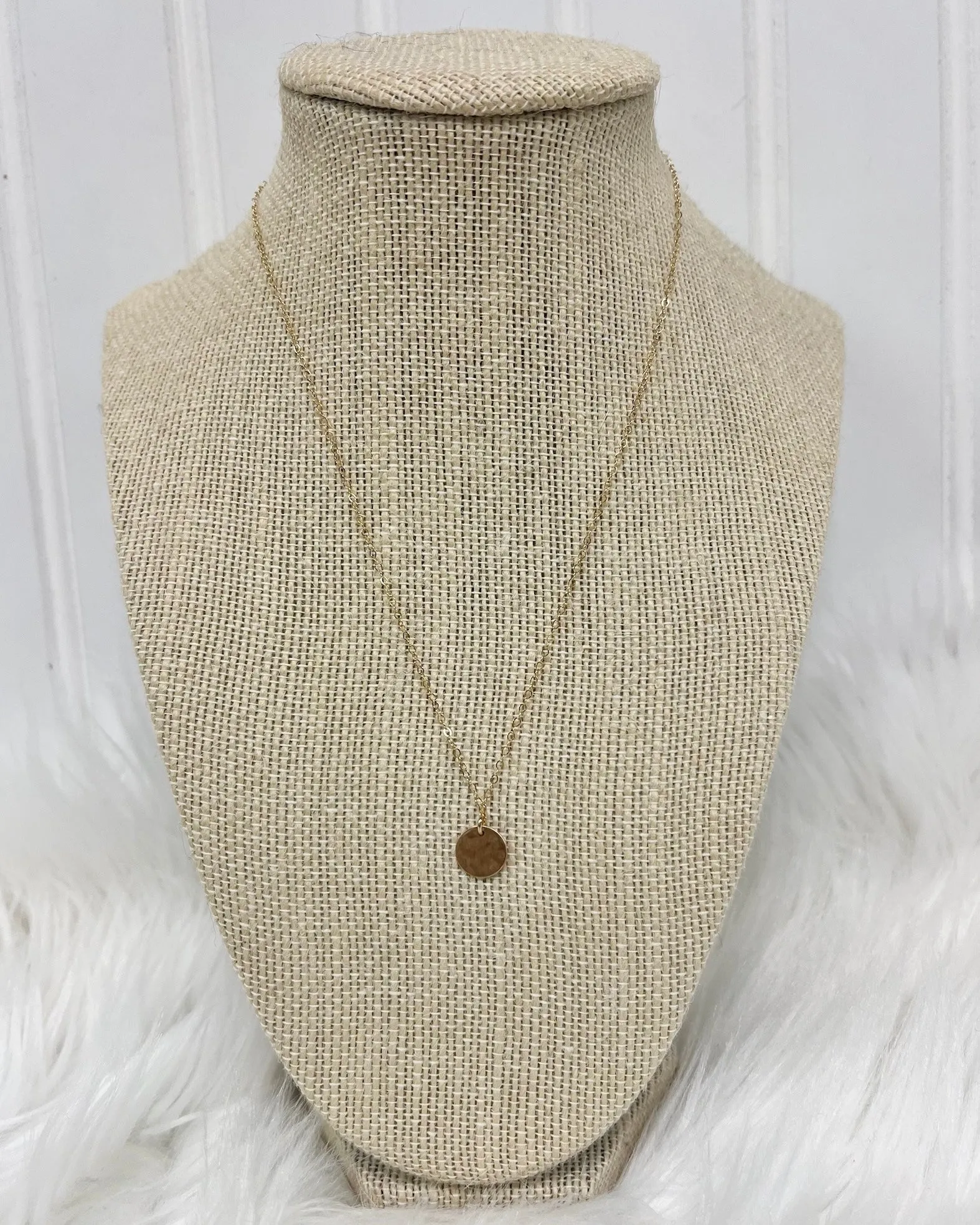Hammered 3/8" Disc Necklace in Gold FINAL SALE