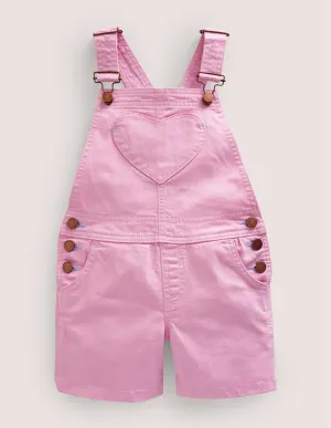 Heart Pocket Short Dungarees-Lilac Pink