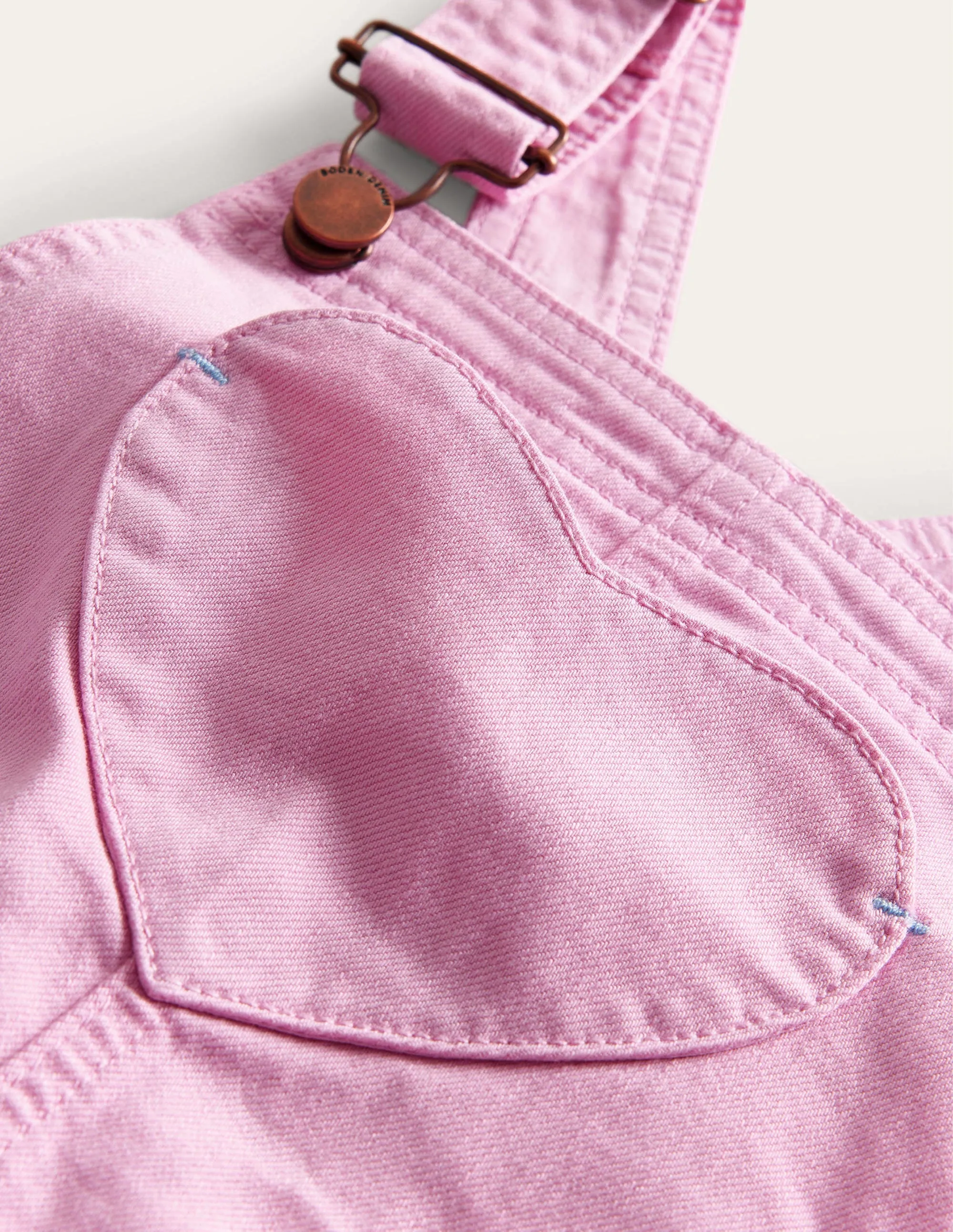 Heart Pocket Short Dungarees-Lilac Pink