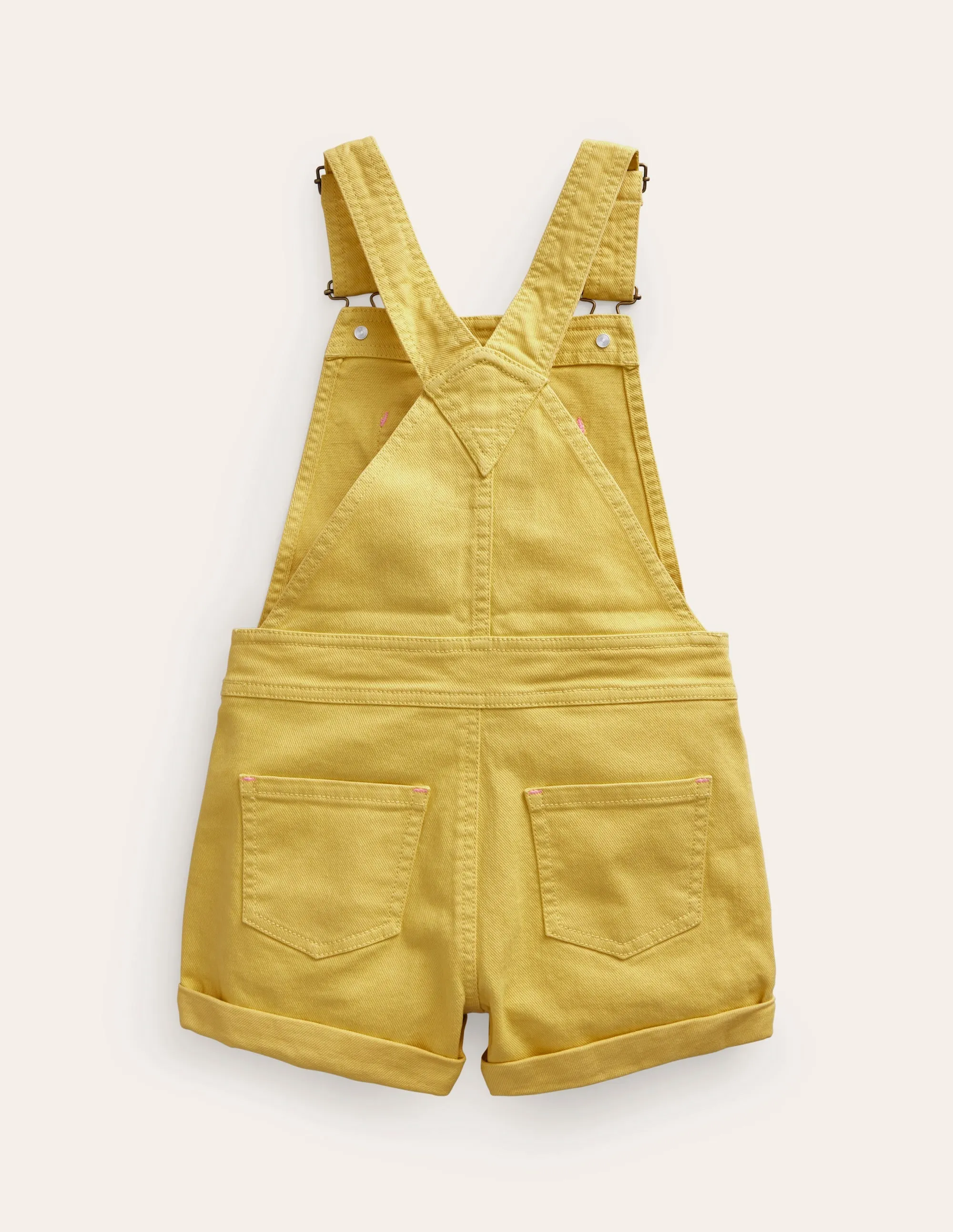 Heart Pocket Short Dungarees-Spring Yellow