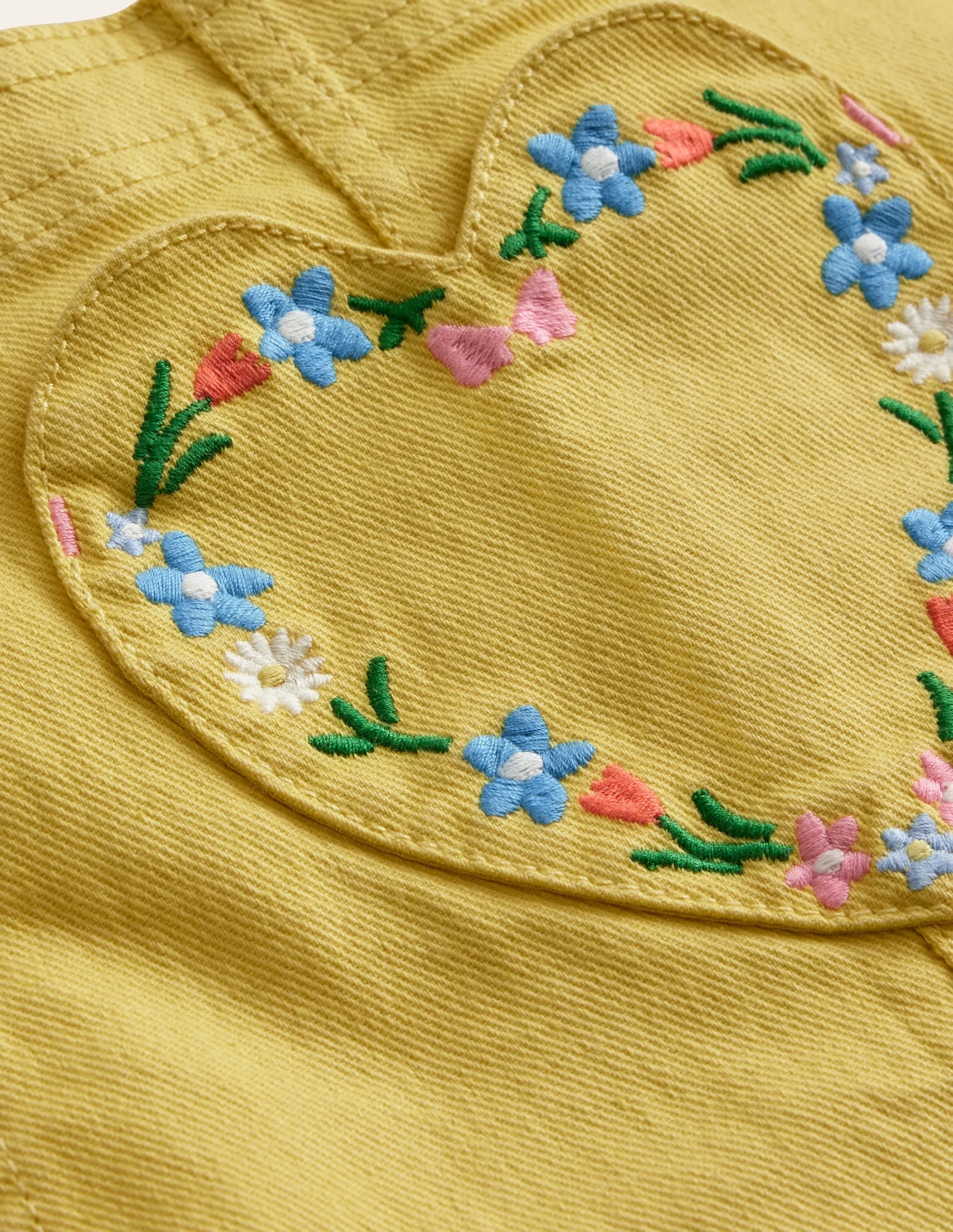 Heart Pocket Short Dungarees-Spring Yellow
