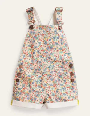 Heart Pocket Short Dungarees-Vanilla Pod Floral