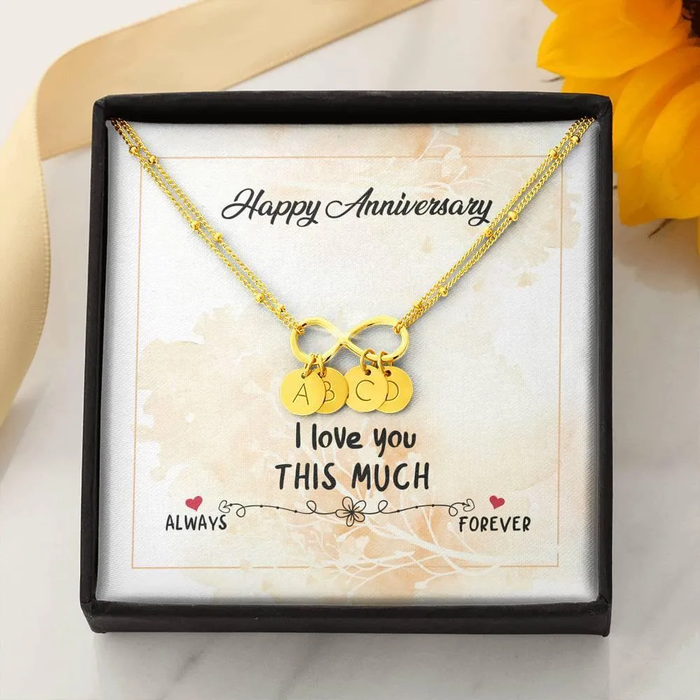 Infinity Pendant with Initial Necklace, Wedding Anniversary