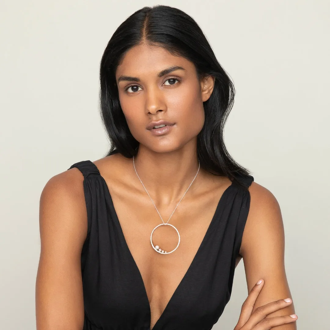 Large branch hoop with pearls - sparkling necklace - silver 925