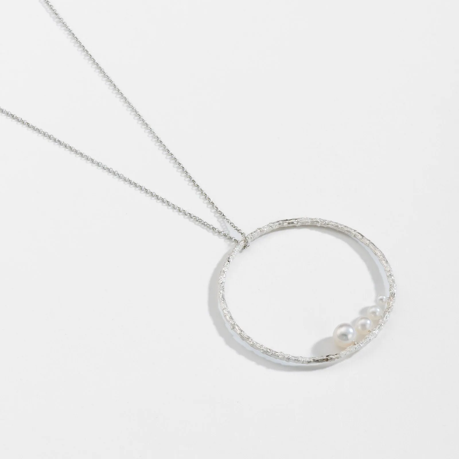 Large branch hoop with pearls - sparkling necklace - silver 925