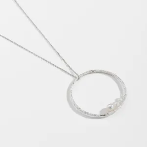 Large branch hoop with pearls - sparkling necklace - silver 925