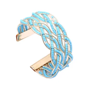Multi-layer Colorful Rice Bead Woven Alloy Bracelet