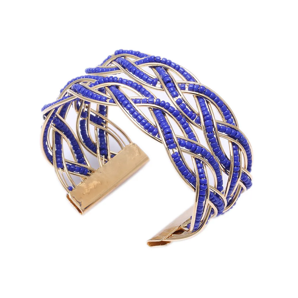 Multi-layer Colorful Rice Bead Woven Alloy Bracelet