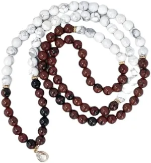 Natural Howlite, Obsidian Mahogany 8mm 108 Mala Beads, Spiritual, Meditation Beads, Reiki, Japa Mala, Buddhist Prayer Beads, Yoga Bracelet, healing beads LKMALA-RRGU-1358