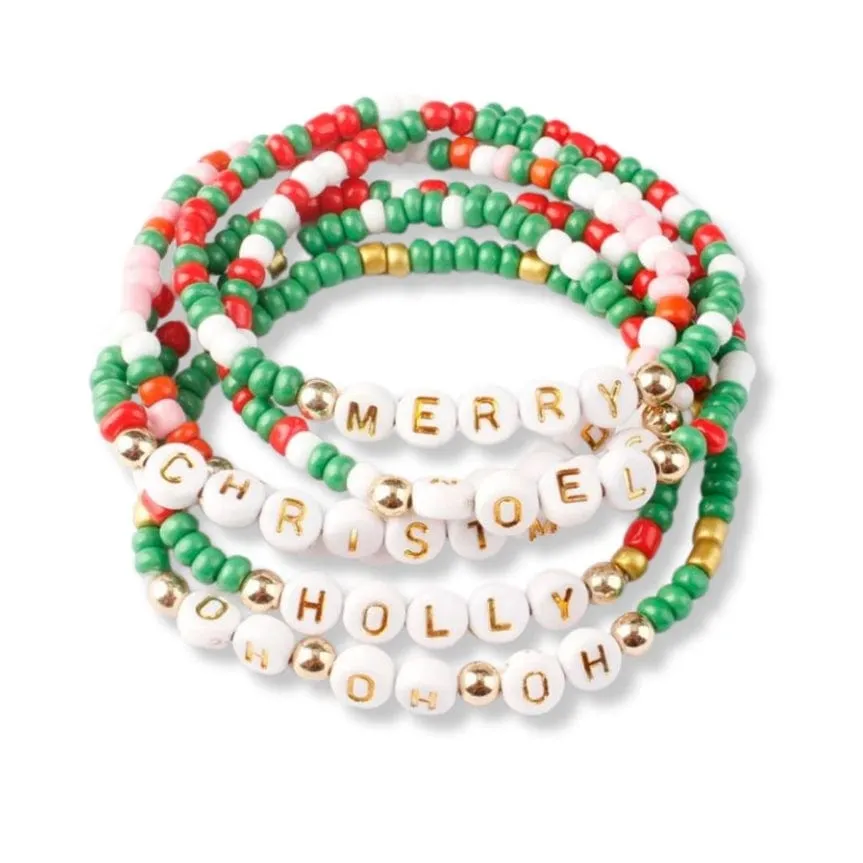 Noel Holiday Beaded Friendship Stretch Bracelets
