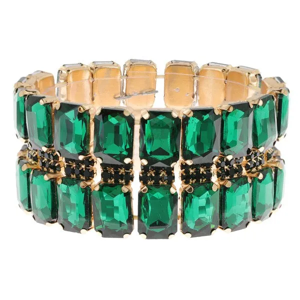 Octagon Cut Crystal Gemstone Stretch Bracelet