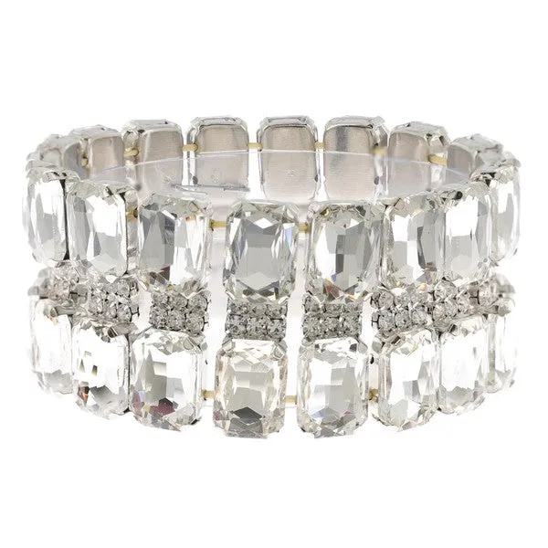 Octagon Cut Crystal Gemstone Stretch Bracelet