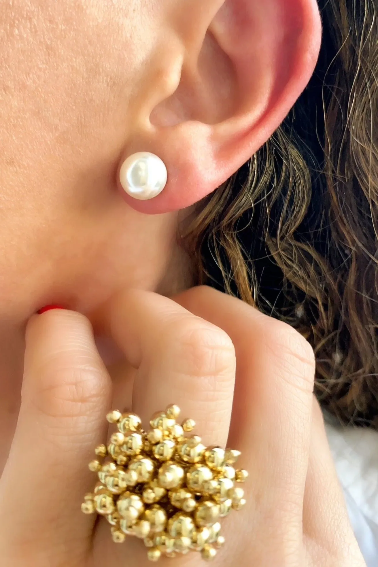Pearl Studs with Optional Earcuff Chain