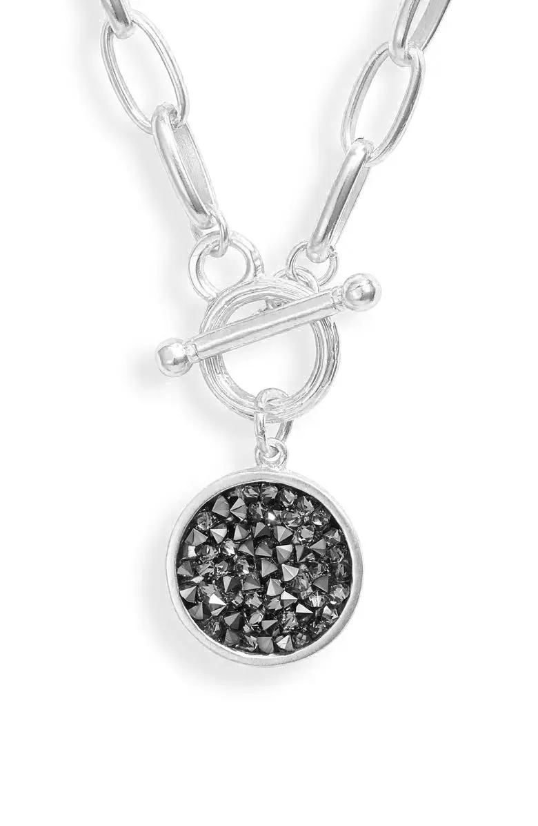Polished long Chain with crystal cluster charm