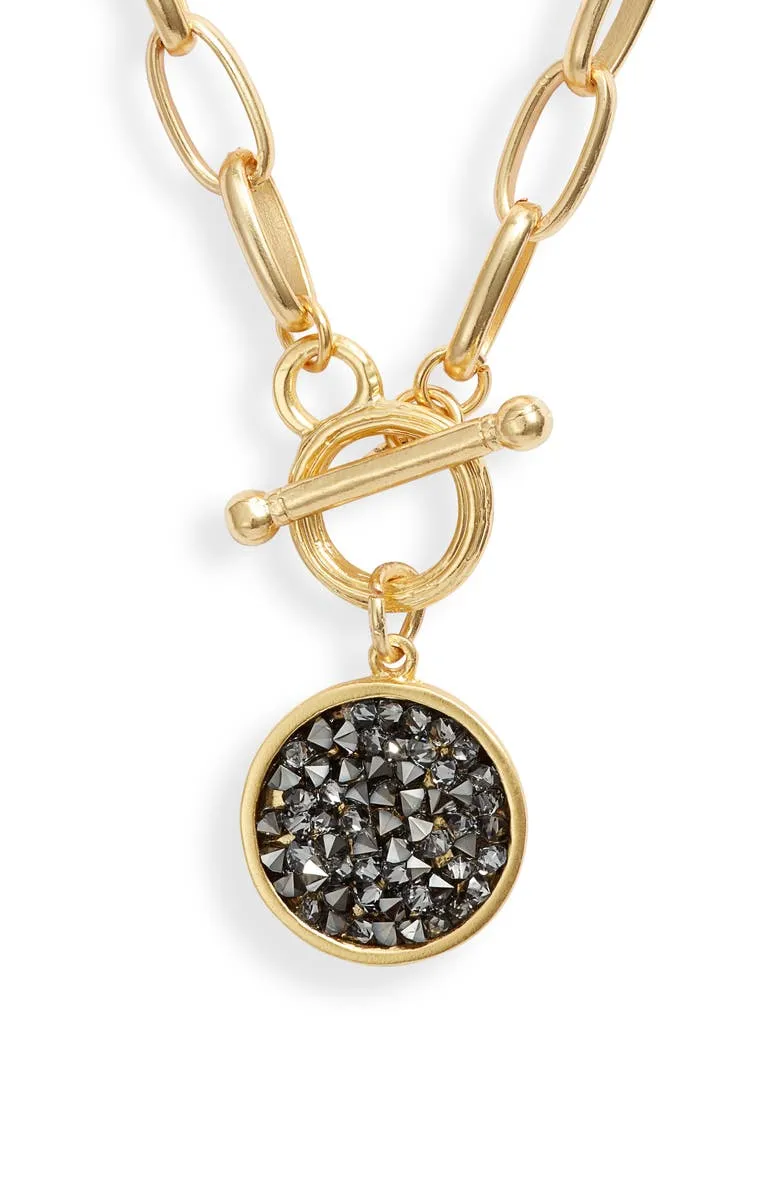Polished long Chain with crystal cluster charm