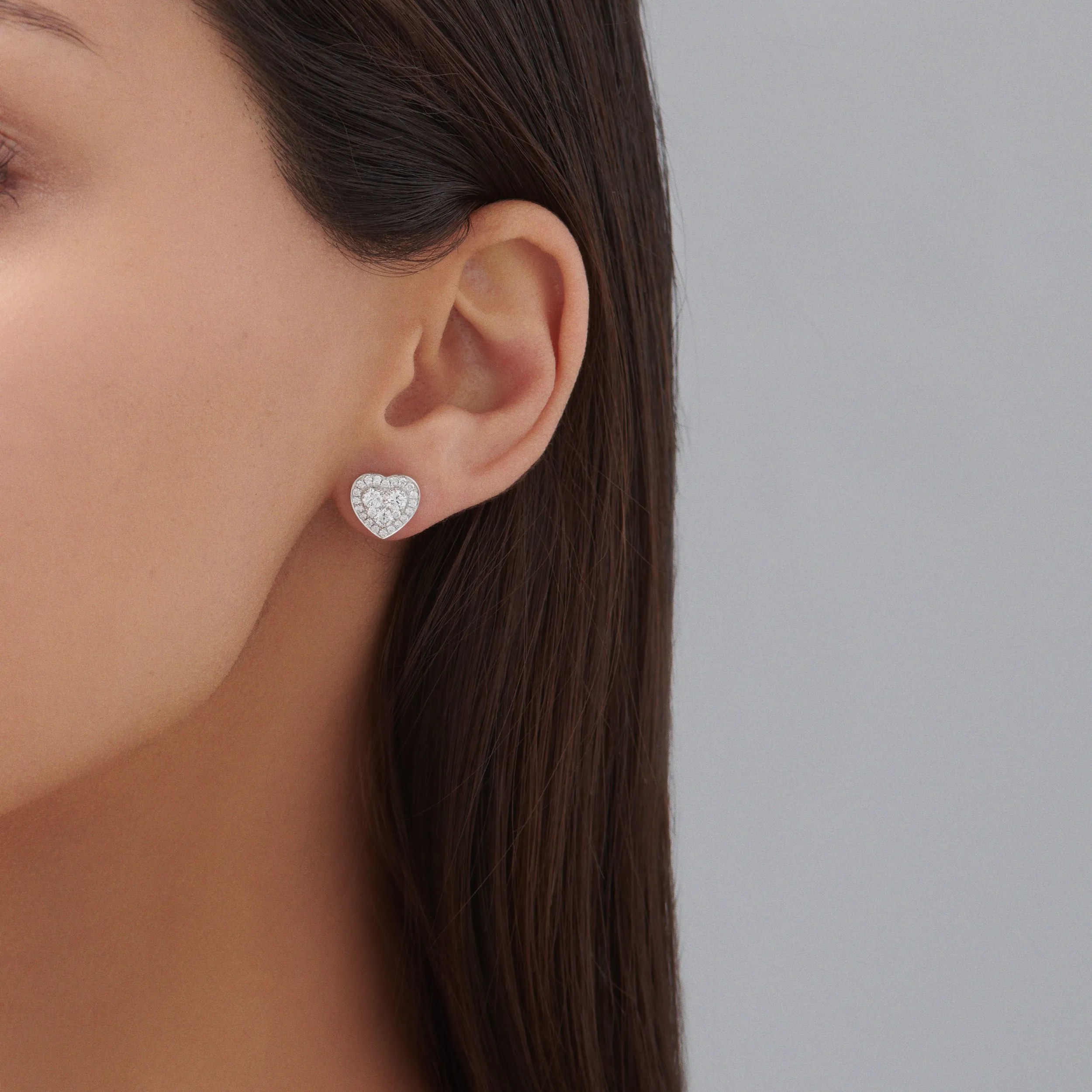 Promise Heart Diamond Studs | 18K White Gold
