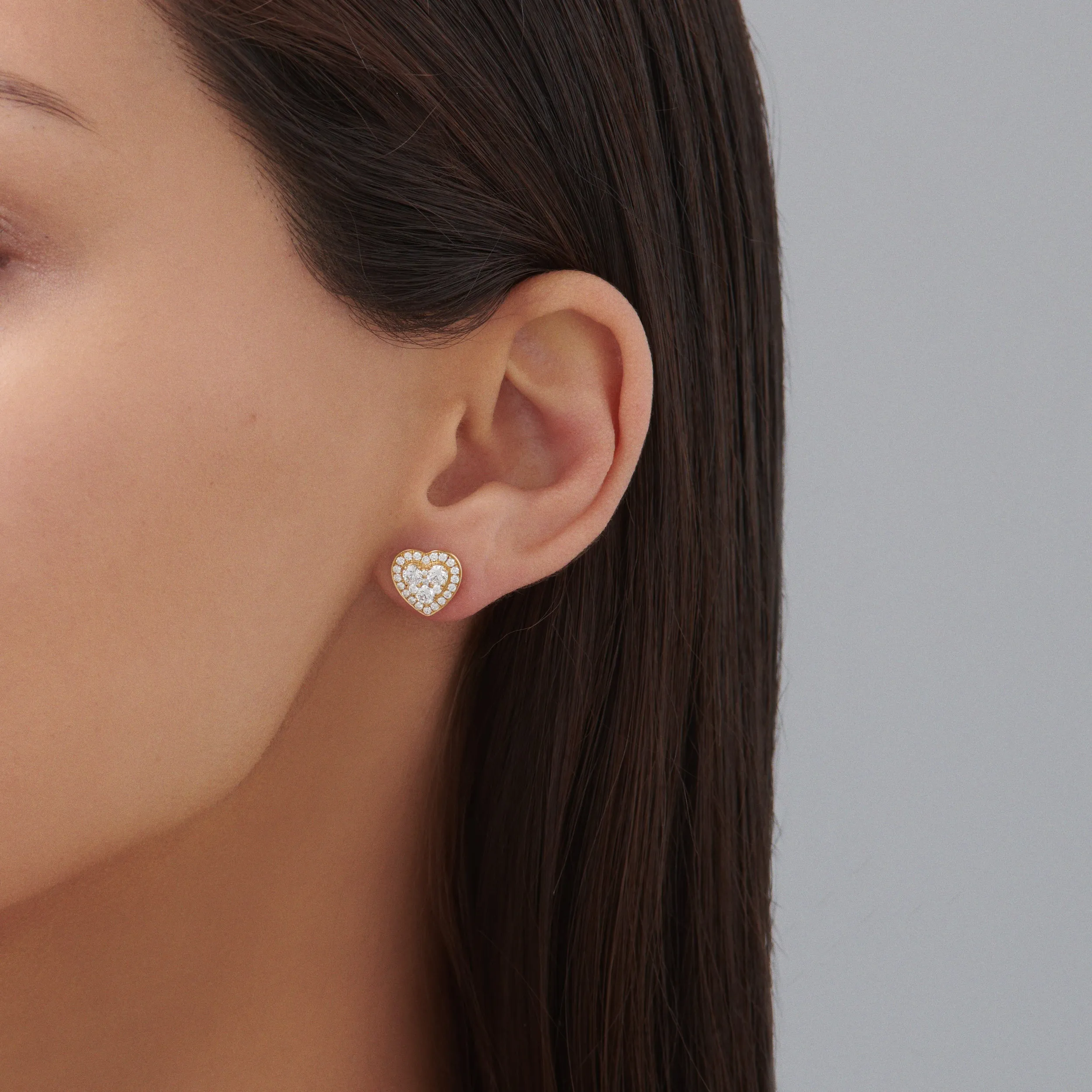 Promise Heart Diamond Studs | 18K White Gold