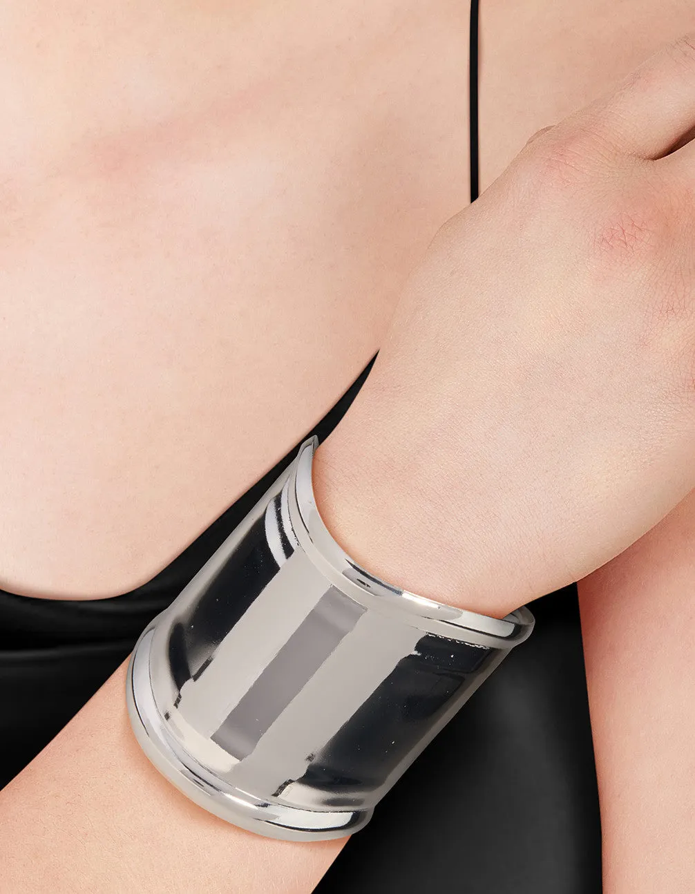 Rhodium Statement Large Wrist Cuffs