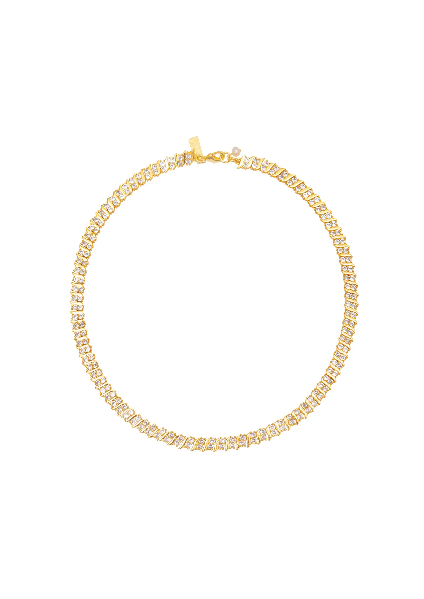 Ridged Tennis Necklace Gold