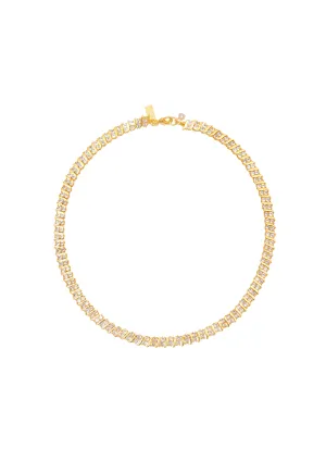 Ridged Tennis Necklace Gold