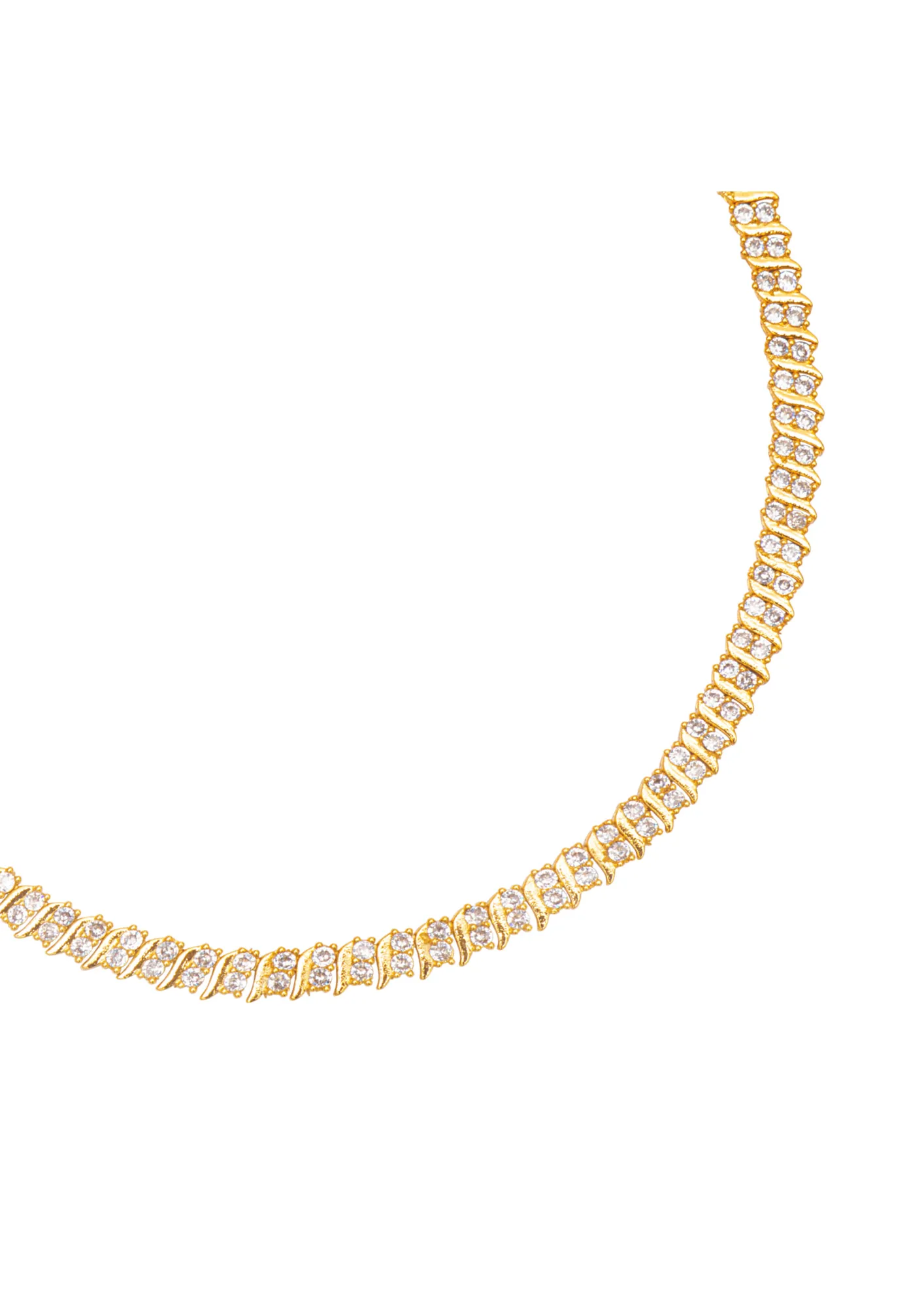Ridged Tennis Necklace Gold