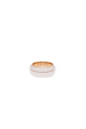 Ring in 18K Rose Gold & Vitreous Ivory Enamel