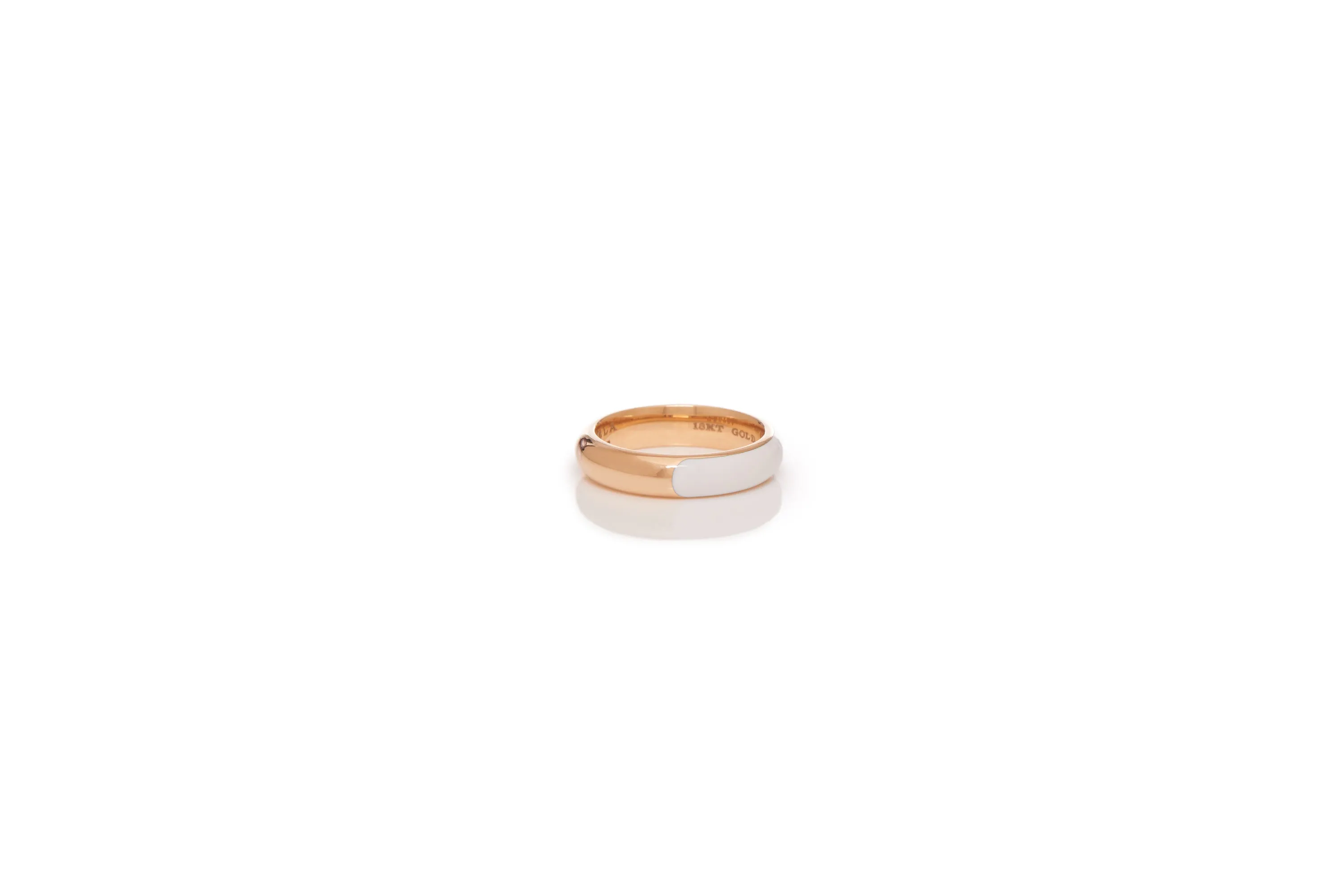 Ring in 18K Rose Gold & Vitreous Ivory Enamel