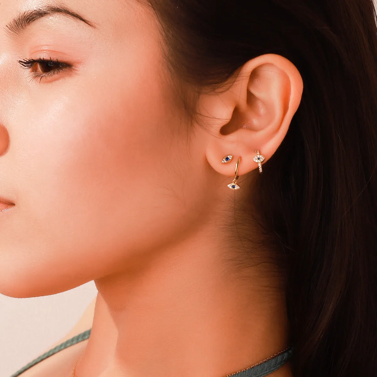 Sapphire Eyes Diamond Hoops Earrings