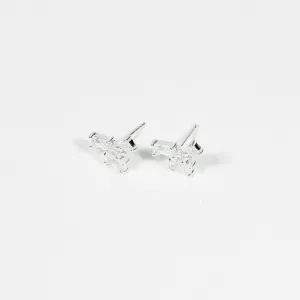 Silver Crystal Baguette Studs