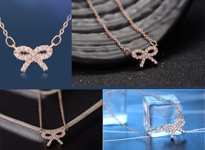 Sparkling Bow Necklace