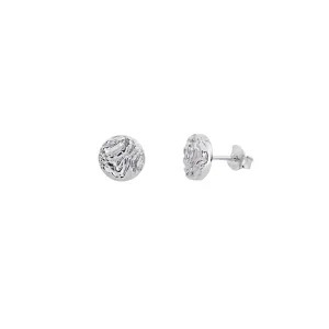 Sterling Silver Textured Waves Elements Stud Earrings