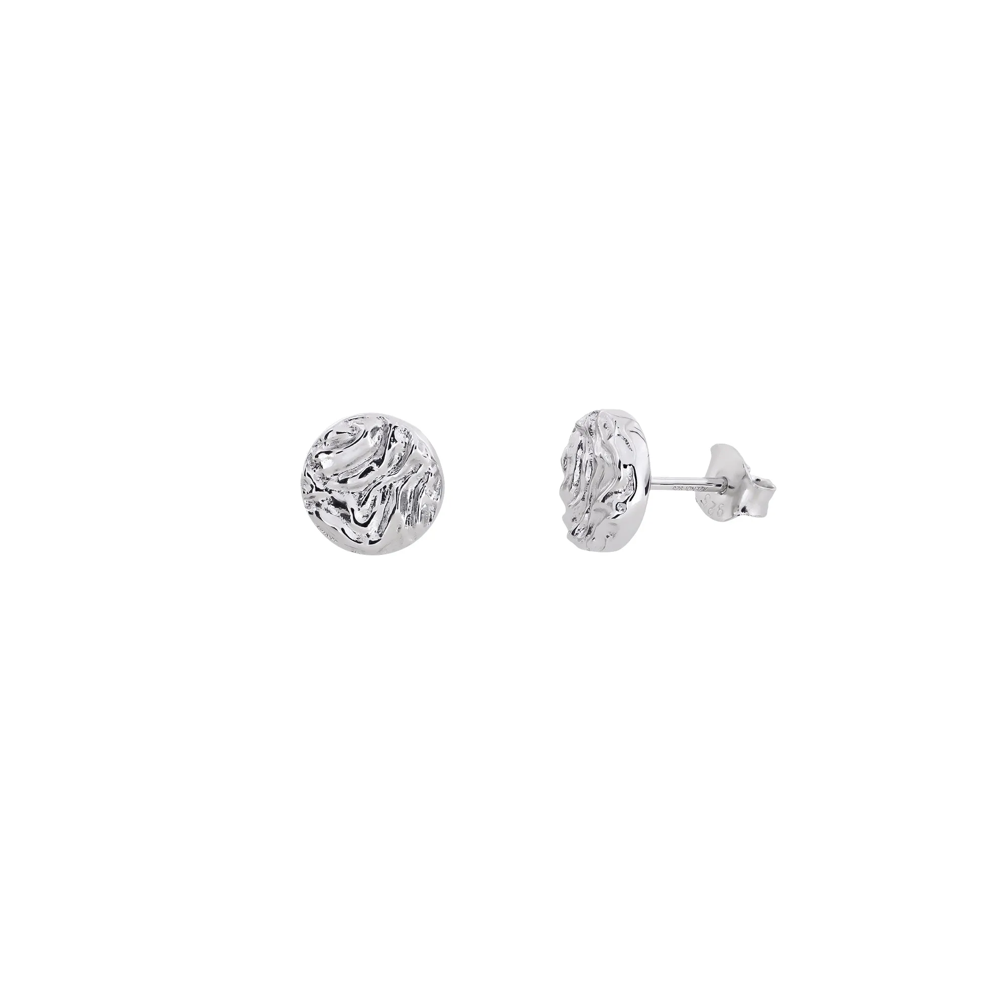 Sterling Silver Textured Waves Elements Stud Earrings