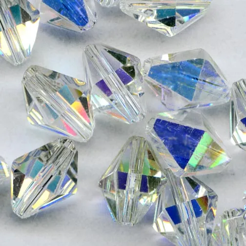 Swarovski crystal aurora borealis diamond bead Art. 5121. 8.5x6.5mm pkg of 4. b11-cr-0559(e)