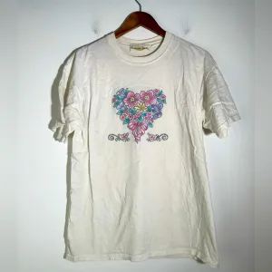 Vintage Floral Heart Graphic Cream Tee