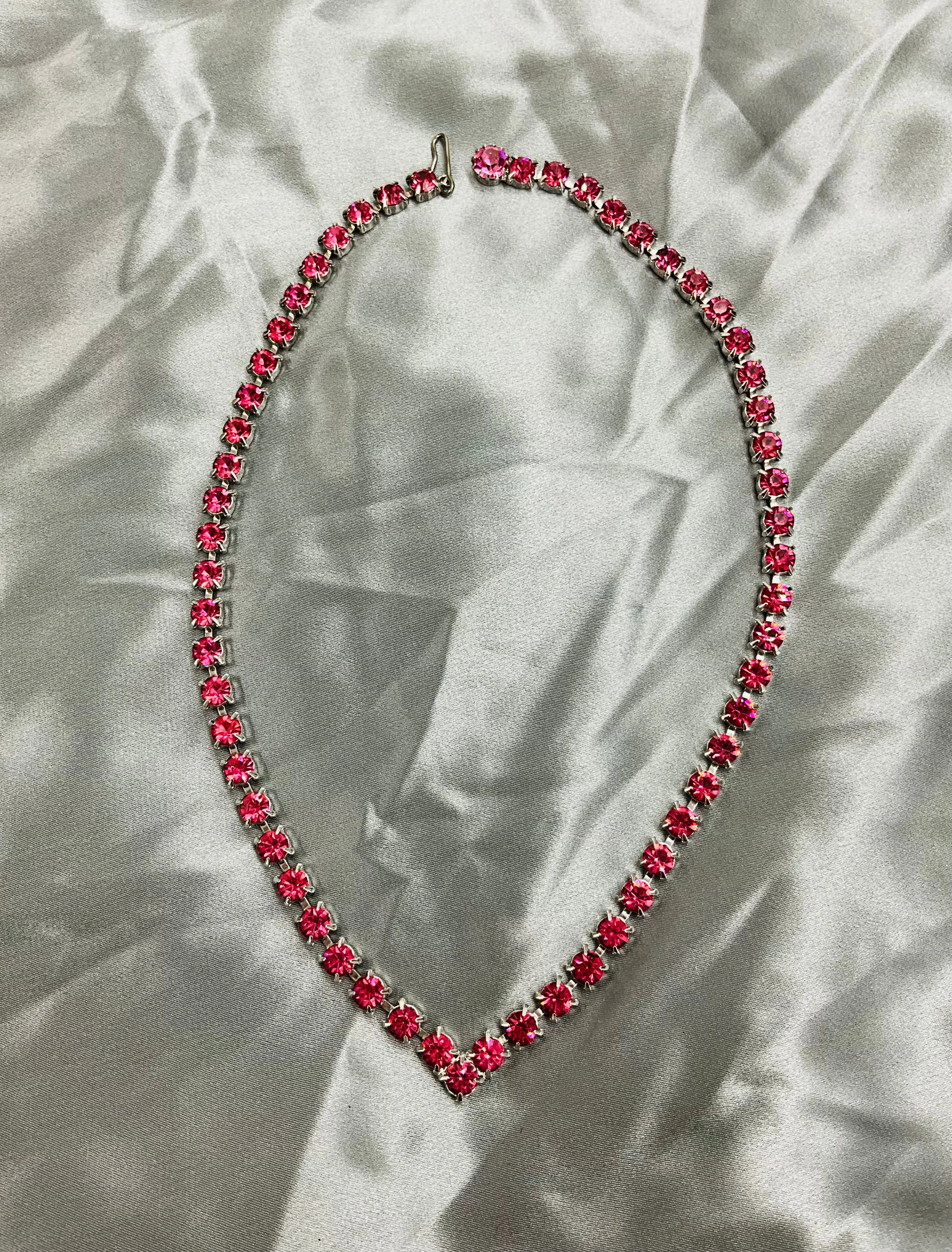 Vintage Pink Rhinestone Necklace
