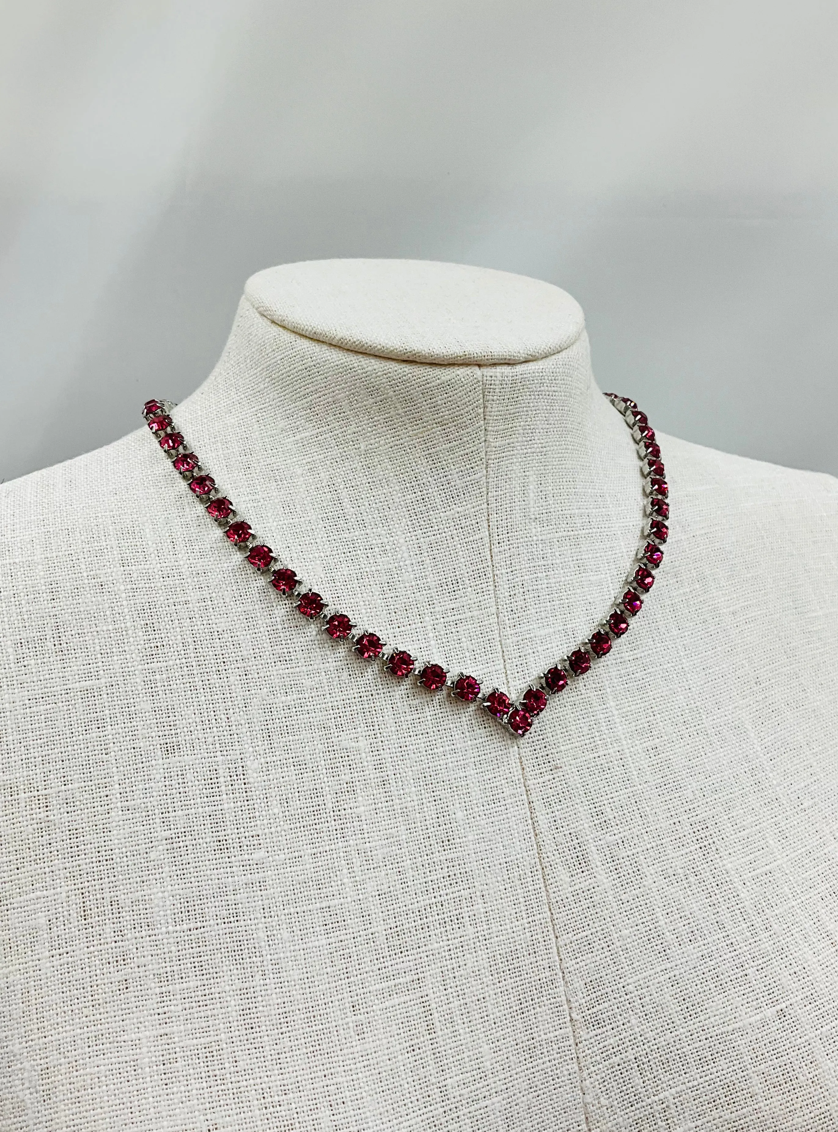 Vintage Pink Rhinestone Necklace