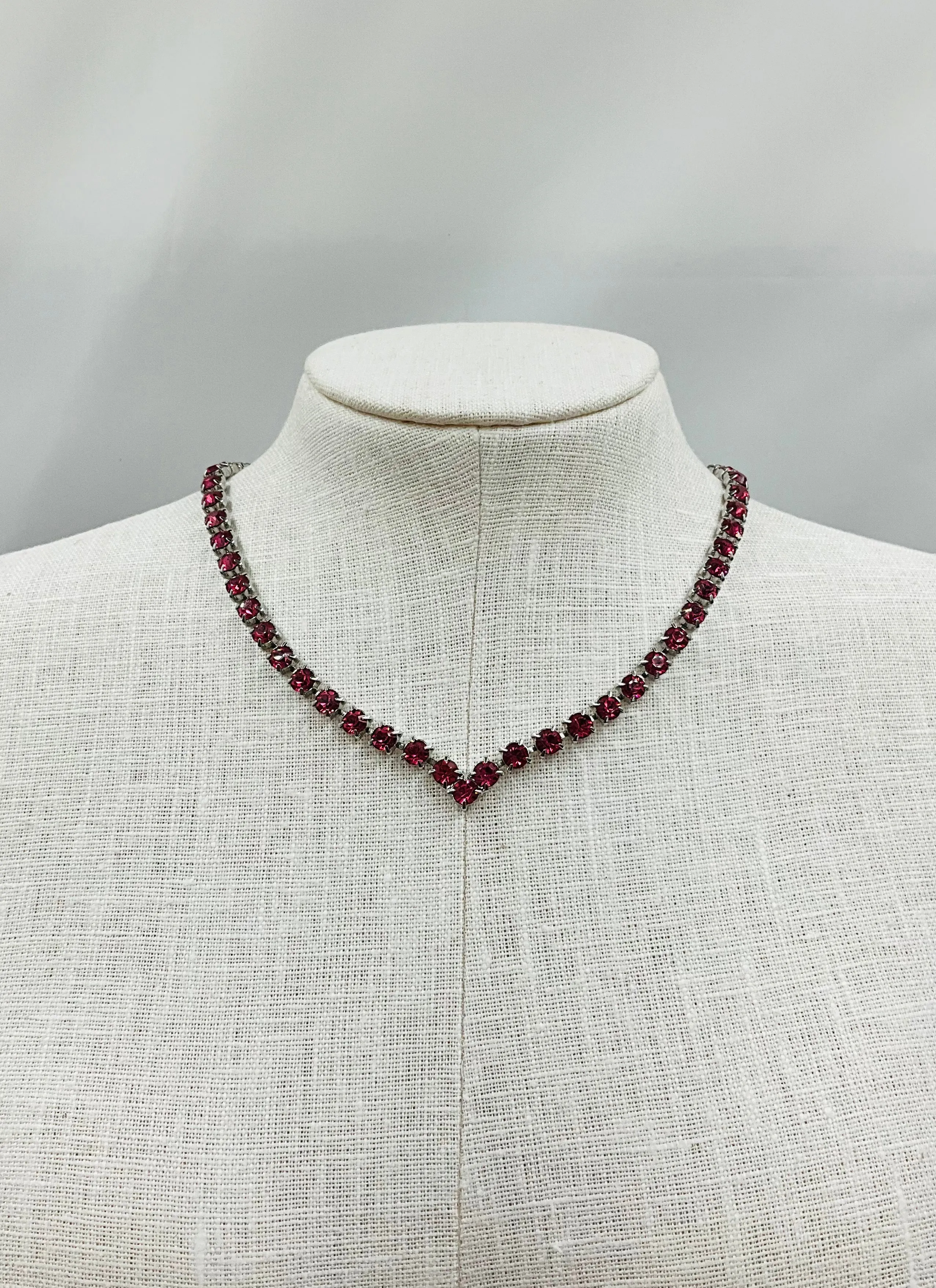 Vintage Pink Rhinestone Necklace
