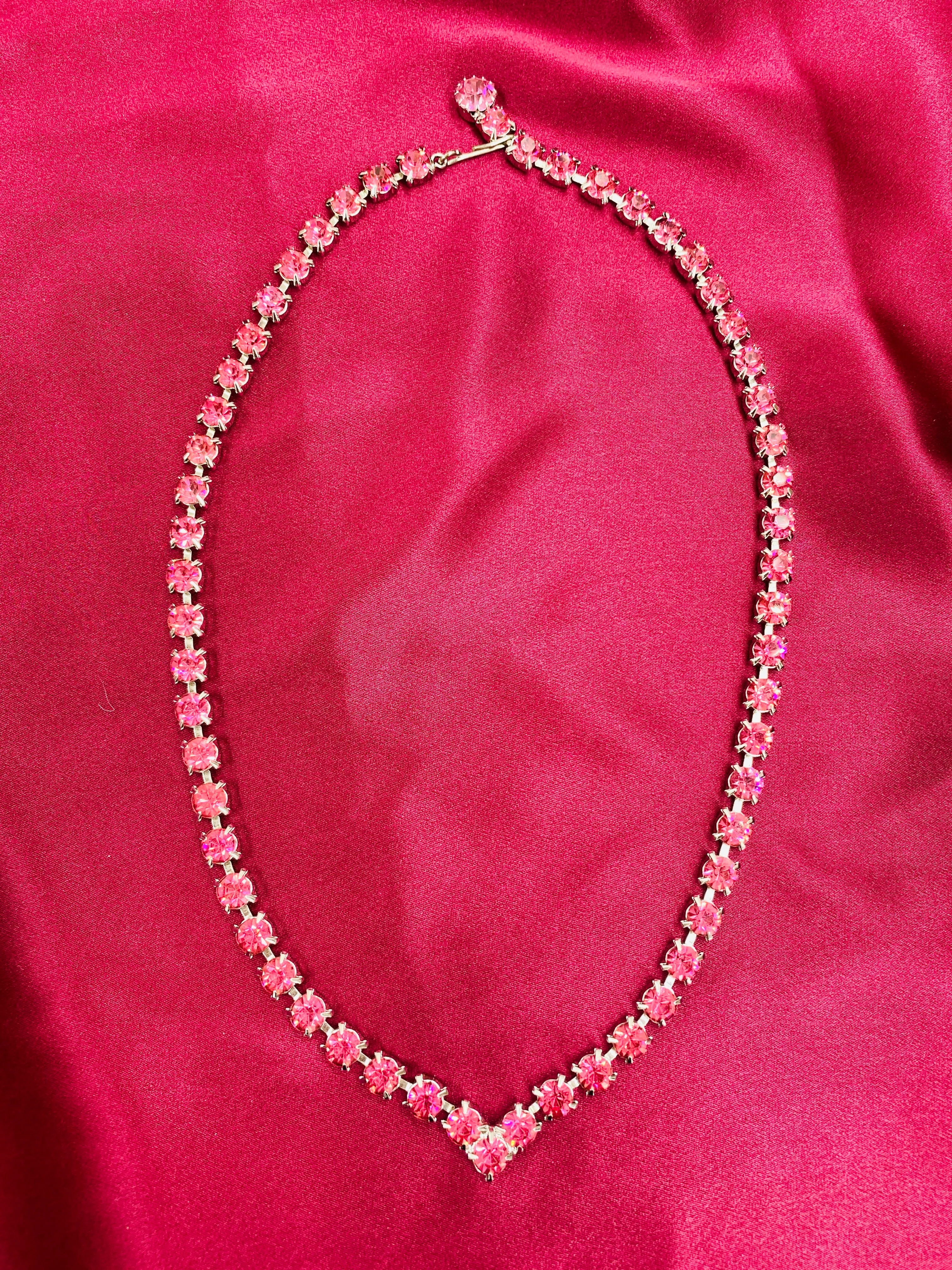 Vintage Pink Rhinestone Necklace